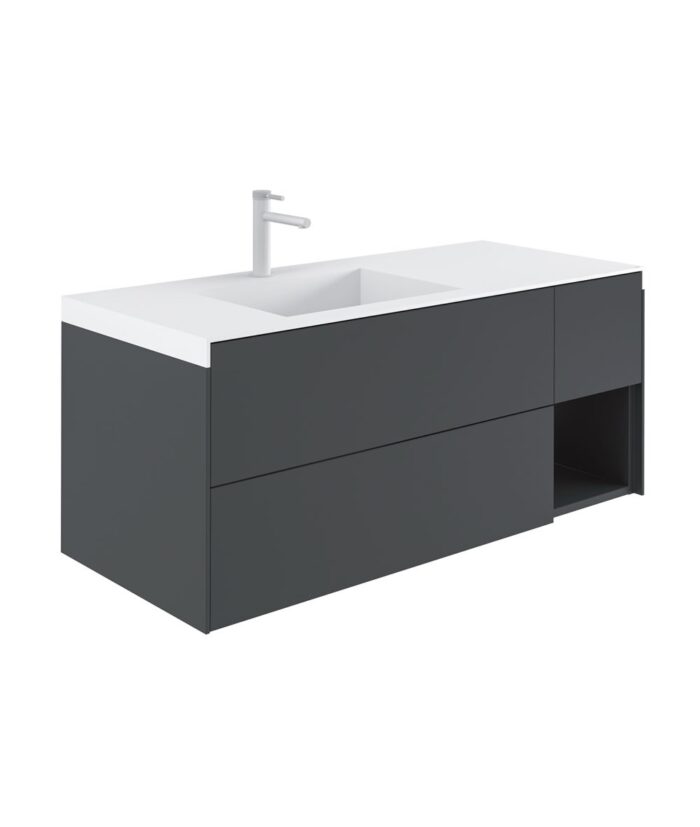 Orka Milano Banyo Dolabı Takımı, 100 cm, Mat Antrasit, Asma - MILANO100BDTMAAS - Banyo Dolabı Takımı - 1