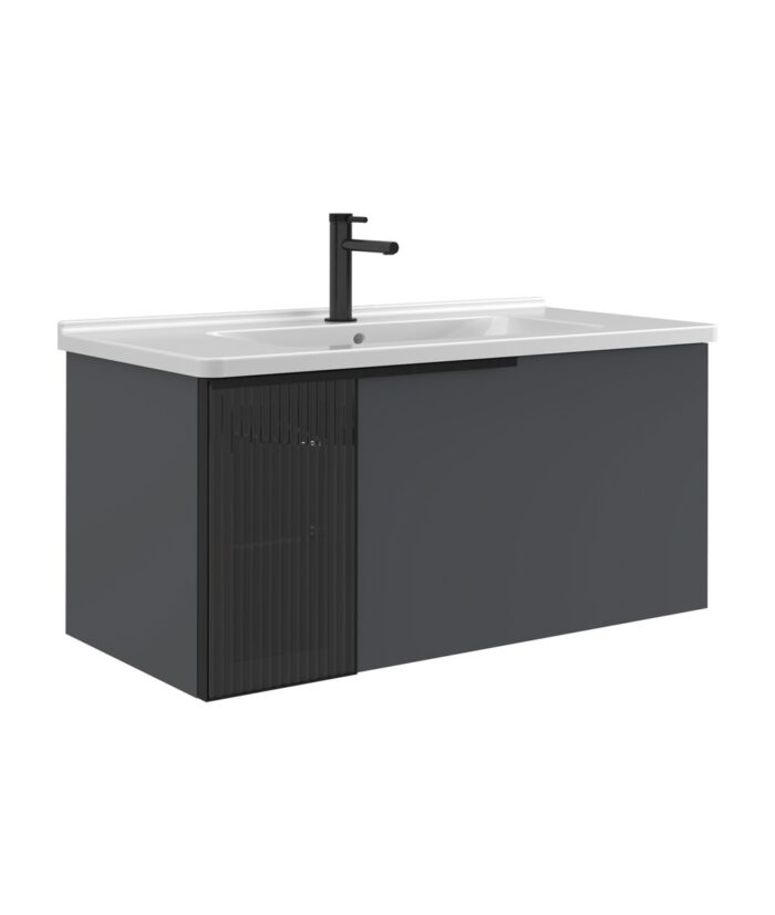 Orka Pure Banyo Dolabı Takımı, 100 cm, Mat Antrasit - PURE100BDTMA - Banyo Dolapları - 2