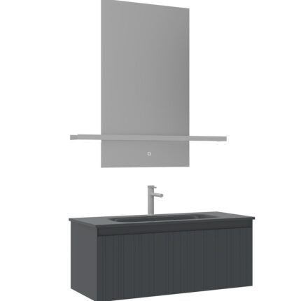 Orka Salina Banyo Dolabı Takımı, 100 cm, Mat Antrasit - SALINA100BDTMA - Banyo Dolapları