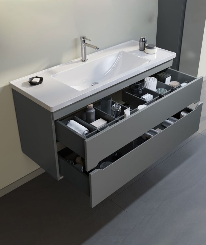 Orka Varna Banyo Dolabı Takımı, 100 cm, Mat Antrasit - VARNA100BDTMA - Banyo Dolapları - 1