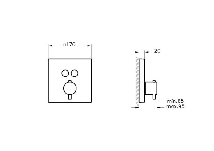Artema V-Box Aquacontrol Square Ankastre Termostatik Banyo Bataryası (Sıva Üstü Grubu), Fırçalı Altın - A4274625 - Ankastre Termostatik Banyo Bataryası - 1