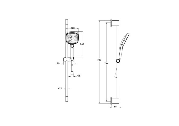 W-A45917 (1) Artema Core Square Sürgülü El Duşu Takımı, 3 Fonksiyonlu 12 cm, Parlak Siyah - A4591739 - El Duşu Takımı, Sürgülü Duş Setleri - 1