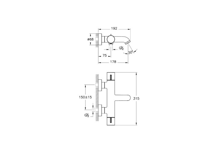 Artema Base Round Termostatik Banyo Bataryası, Fırçalı Bakır - A4730024 - Termostatik Banyo Bataryası - 1