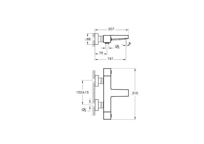 W-A47302 Artema Base Square Termostatik Banyo Bataryası, Fırçalı Bakır - A4730224 - Termostatik Banyo Bataryası - 1