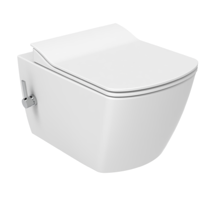 Creavit Elegant Rim-Off Asma Klozet Beyaz (Sıcak/Soğuk) Entegre Musluklu EG321-34CB00E-0002 - EG321-34CB00E-0002 - Entegre Ara Musluklu Klozet, Asma Klozet