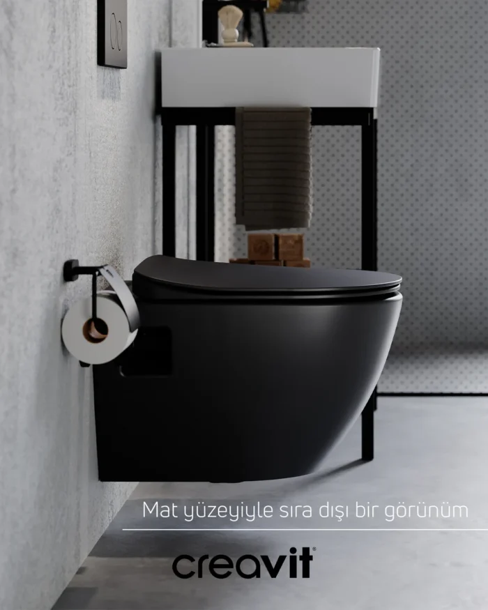 Creavit Free Rim-Off Asma Klozet Kömür Karası FE322-00KK00E-0000 - FE322-00KK00E-0000 - Asma Klozet - 1