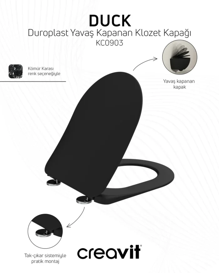Creavit Free Rim-Off Asma Klozet Kömür Karası FE322-00KK00E-0000 - FE322-00KK00E-0000 - Asma Klozet - 3