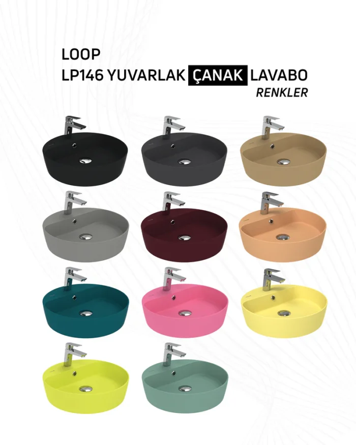 Creavit Loop Yuvarlak Çanak Lavabo 45 cm Şeftali Tüyü LP146-00ST00E-0000 - LP146-00ST00E-0000 - Çanak Lavabo, Tezgah Üstü Lavabo - 2