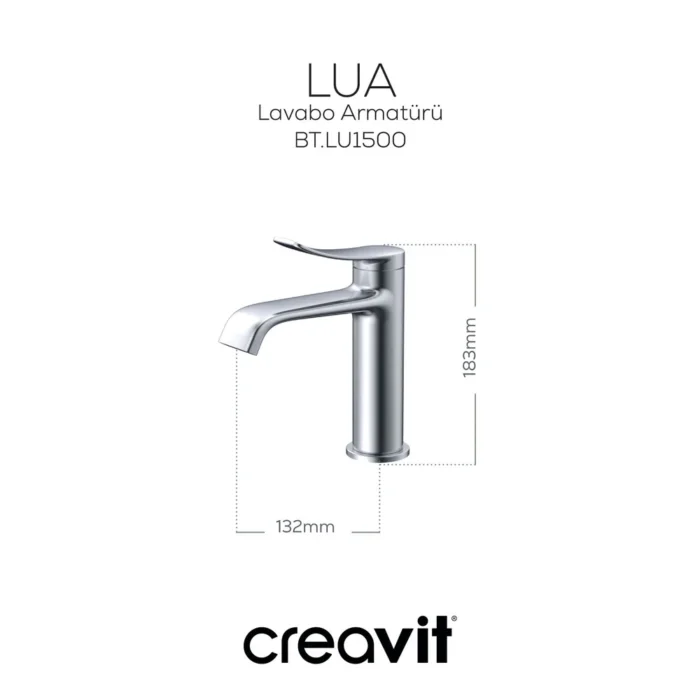 Creavit Lua Lavabo Bataryası Metalik Gri BT.LU1500GR - BT.LU1500GR - Lavabo Bataryası - 1