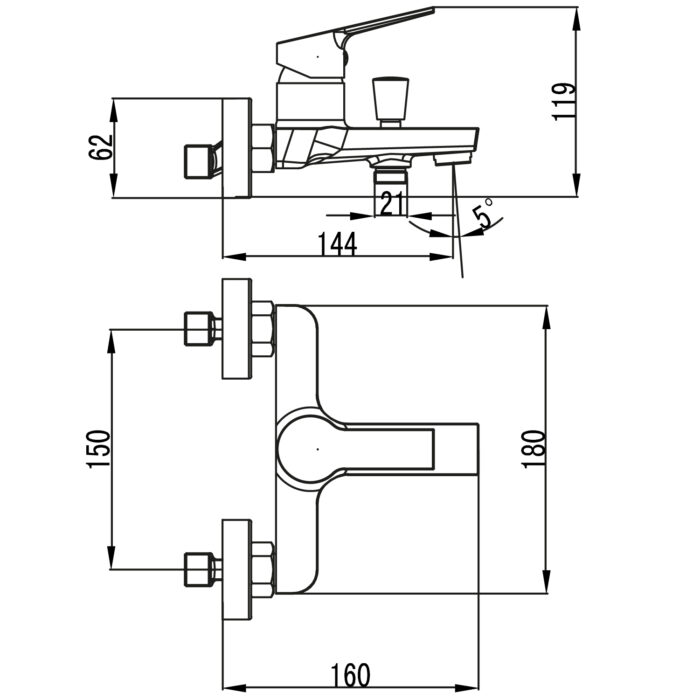Creavit Luna Banyo Bataryası Krom BT.LN2500 - BT.LN2500 - Banyo Bataryası - 1