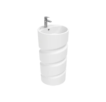 Creavit Spiral Monoblok Lavabo Delikli Extra Beyaz CL084-00CB00E-0000 - CL084-00CB00E-0000 - Monoblok Bütün Lavabo