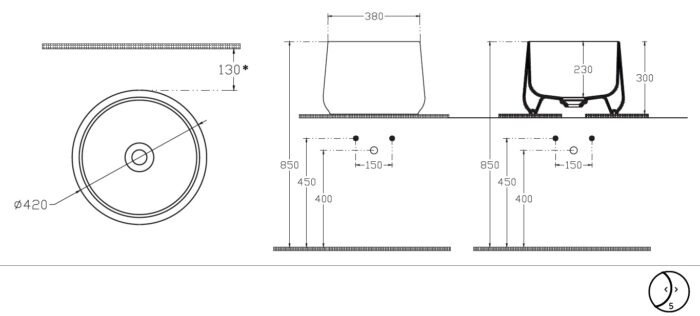 Isvea Allegro Tezgah Üstü Monoblok Lavabo, Ø 42 cm - 10ALS6042I - Monoblok Bütün Lavabo - 1