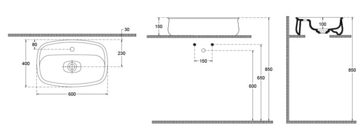 Isvea Fluido Tezgah Üstü Lavabo 60 cm - 10FDS6060I - Çanak Lavabo, Tezgah Üstü Lavabo - 1