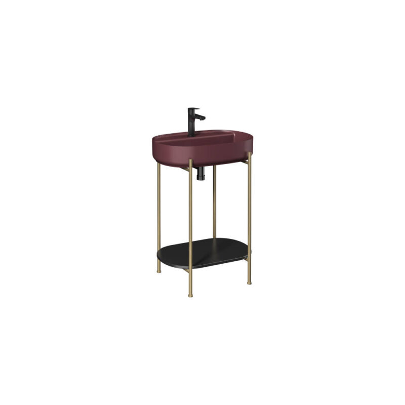 Isvea Puno Art Metal Profil Lavabo Ünitesi, 60 cm, Bordo Lavabolu - 29PNS008062I - Banyo Alt Modülleri, Ayaklı Lavabo