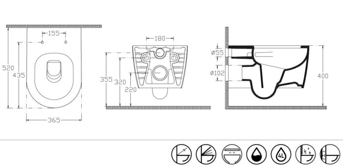 Isvea Rondini Asma Klozet, 52 cm - 10RO02001 - Asma Klozet - 1