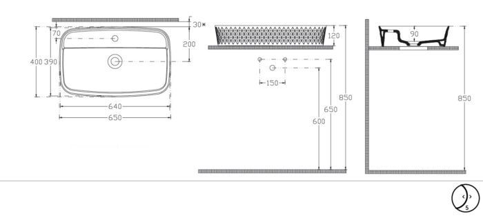 Isvea Rondini Tezgah Üstü Lavabo, 65 cm - 10RO65065 - Çanak Lavabo, Tezgah Üstü Lavabo - 1