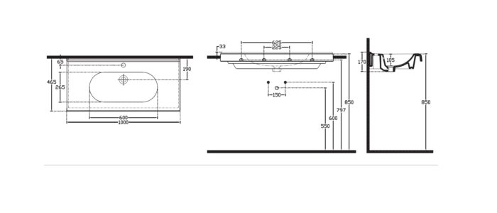 Isvea Sistema R Tezgah Üstü Lavabo, 100 cm - 10SR50100 - Çanak Lavabo, Tezgah Üstü Lavabo - 1
