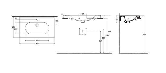 Isvea Sistema R Tezgah Üstü Lavabo, 80 cm - 10SR50080 - Çanak Lavabo, Tezgah Üstü Lavabo - 1