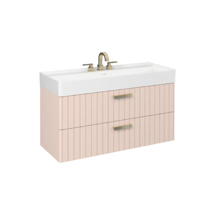 Isvea Vea Lavabo Ünitesi, Fırçalı Altın Kulplu, 120 cm, Rosa - 21MNS011122I - Banyo Dolapları, Banyo Alt Modülleri