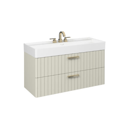 Isvea Vea Lavabo Ünitesi, Fırçalı Altın Kulplu, 120 cm, Taş Gri - 21MNS011120I - Banyo Dolapları, Banyo Alt Modülleri