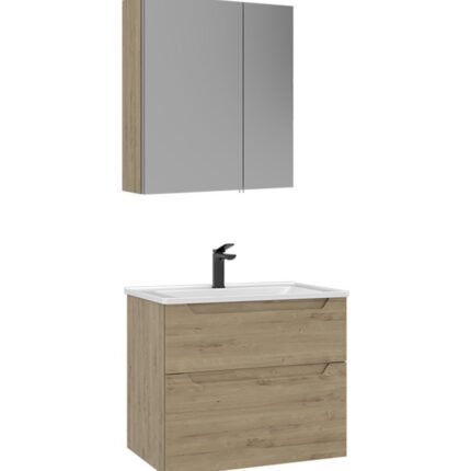 Orka Messina Banyo Dolabı Takımı, 65 cm, Meşe, Ayna Dolaplı - MESSINA65BDTMSAD - Banyo Dolapları