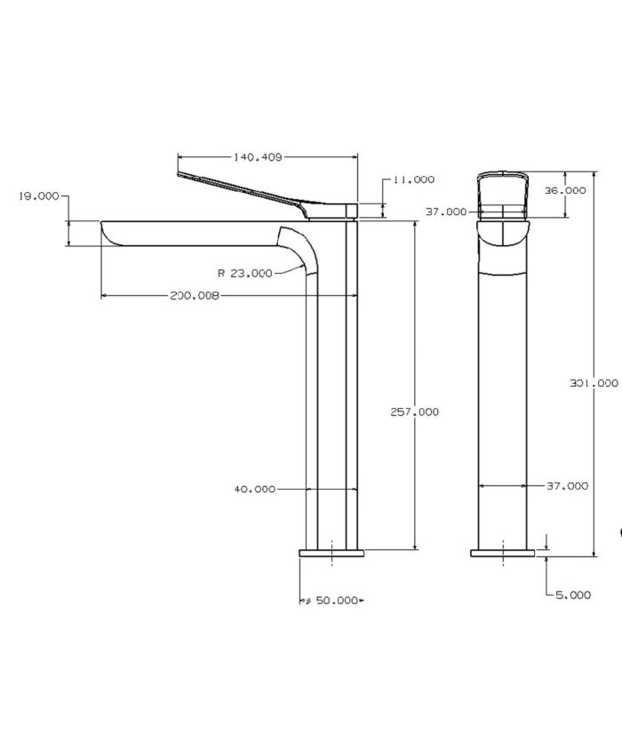 Orka Moderna Yüksek Lavabo Bataryası, Siyah - MDR-73107-B - Yüksek Lavabo Bataryası, Çanak Lavabo Bataryası, Lavabo Bataryası - 1