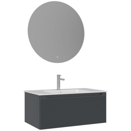 Orka Olbia Banyo Dolabı Takımı, 80 cm, Mat Antrasit - OLBIA80BDTMA - Banyo Dolapları