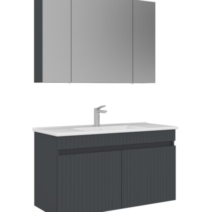 Orka Tivoli Banyo Dolabı Takımı, 100 cm, Mat Antrasit - TIVOLI100BDTMA - Banyo Dolapları