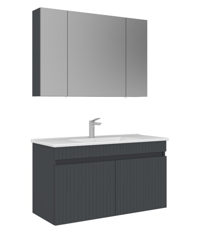 Orka Tivoli Banyo Dolabı Takımı, 100 cm, Mat Antrasit - TIVOLI100BDTMA - Banyo Dolapları