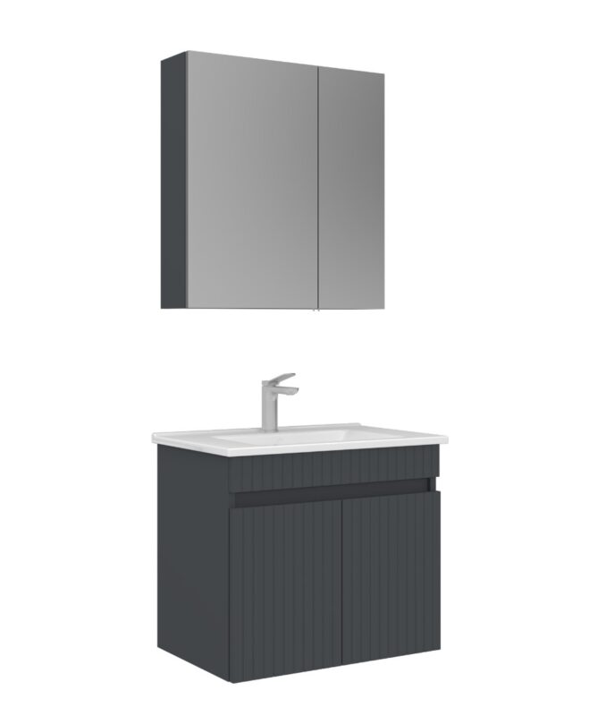 Orka Tivoli Banyo Dolabı Takımı, 65 cm, Mat Antrasit - TIVOLI65BDTMA - Banyo Dolapları