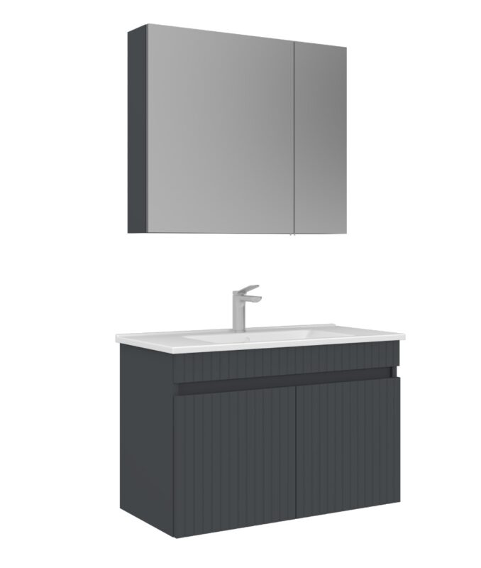 Orka Tivoli Banyo Dolabı Takımı, 85 cm, Mat Antrasit - TIVOLI85BDTMA - Banyo Dolapları