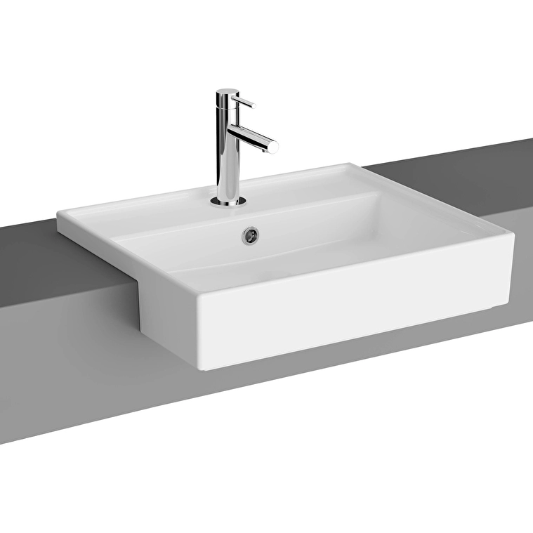 Vitra Archiplan Yarım Tezgah Lavabo 55x46 cm Tek Armatür Delikli, Su Taşma Delikli, Beyaz - 7412B003-0001 - Yarım Tezgah Lavabo