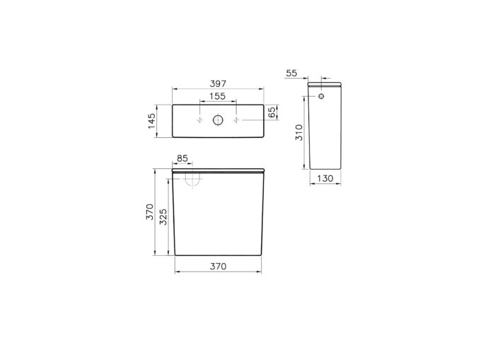 Vitra Integra Square Rezervuar Üstten Kumandalı, Arkadan & Yandan Su Girişli, Beyaz - 7100L003-1253 - Rezervuarlar - 1