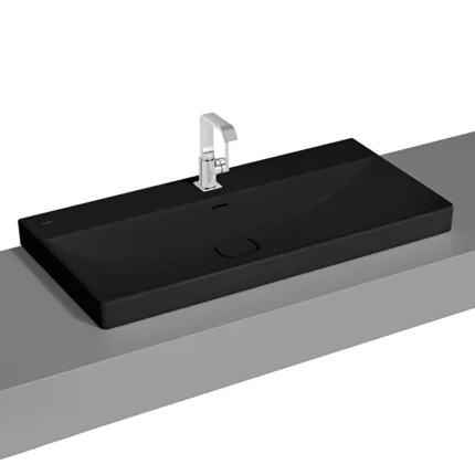Vitra Metropole Çanak Lavabo 100x47 cm Tek Armatür Delikli, Su Taşma Delikli, Mat Siyah - 7529B083-0973 - Çanak Lavabo
