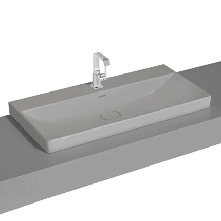 Vitra Metropole Çanak Lavabo 100x47 cm Tek Armatür Delikli, Su Taşma Delikli, Mat Taş Gri - 7529B076-0973 - Çanak Lavabo