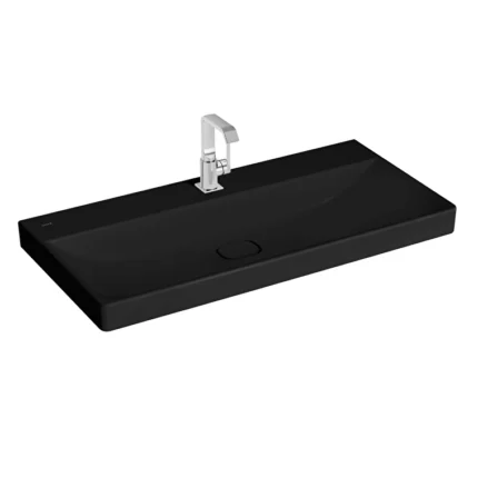 Vitra Metropole Çanak Lavabo 100x47 cm Tek Armatür Delikli, Su Taşma Deliksiz, Mat Siyah - 7529B083-0937 - Çanak Lavabo