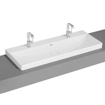 Vitra Metropole Çanak Lavabo 120x47 cm Çift Armatür Delikli, Su Taşma Delikli, Beyaz - 7530B003-0973 - Çanak Lavabo