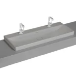 Vitra Metropole Çanak Lavabo 120x47 cm Çift Armatür Delikli, Su Taşma Delikli, Mat Taş Gri - 7530B076-0973 - Çanak Lavabo