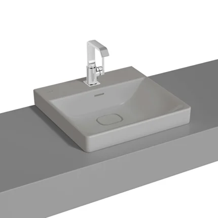 Vitra Metropole Çanak Lavabo 50x47 cm Tek Armatür Delikli, Su Taşma Delikli, Mat Taş Gri - 7525B076-0973 - Çanak Lavabo