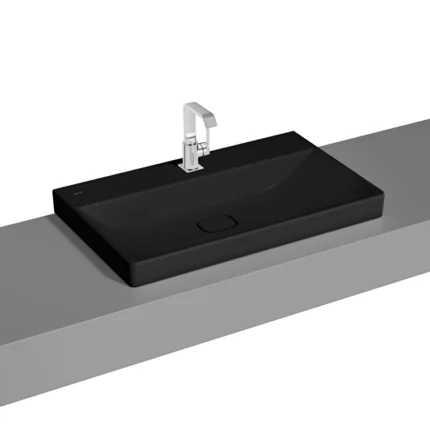 Vitra Metropole Çanak Lavabo 80x47 cm Tek Armatür Delikli, Su Taşma Deliksiz, Mat Siyah - 7527B083-0937 - Çanak Lavabo