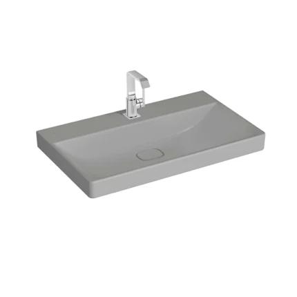 Vitra Metropole Çanak Lavabo 80x47 cm Tek Armatür Delikli, Su Taşma Deliksiz, Mat Taş Gri - 7527B076-0937 - Çanak Lavabo
