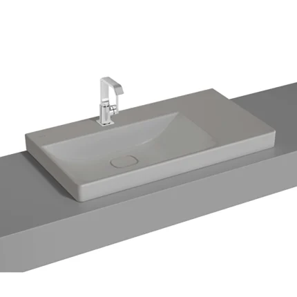 Vitra Metropole Çanak Lavabo 90x47 cm Tek Armatür Delikli, Su Taşma Deliksiz, Mat Taş Gri - 7528B076-0937 - Çanak Lavabo