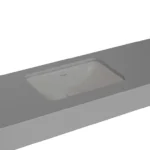 Vitra Metropole Tezgahaltı Lavabo Dikdörtgen, 60x40 cm Armatür Deliksiz, Su Taşma Delikli, Mat Taş Gri - 7535B076-1082 - Tezgah Altı Hilton Lavabo