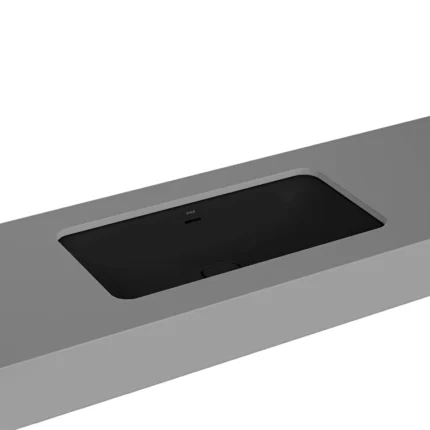 Vitra Metropole Tezgahaltı Lavabo Dikdörtgen, 80x40 cm Armatür Deliksiz, Su Taşma Delikli, Mat Siyah - 7536B083-1082 - Tezgah Altı Hilton Lavabo