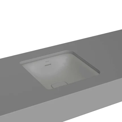 Vitra Metropole Tezgahaltı Lavabo Kare, 40x40 cm Armatür Deliksiz, Su Taşma Delikli, Mat Taş Gri - 7533B076-1082 - Tezgah Altı Hilton Lavabo