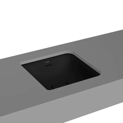 Vitra Metropole Tezgahaltı Lavabo Kare, 40x40 cm Armatür Deliksiz, Su Taşma Delikli, Taupe - 7533B020-1082 - Tezgah Altı Hilton Lavabo