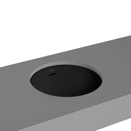 Vitra Metropole Tezgahaltı Lavabo Yuvarlak, 40x40 cm Armatür Deliksiz, Su Taşma Delikli, Mat Siyah - 7532B083-1082 - Tezgah Altı Hilton Lavabo