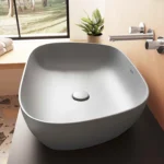 Vitra Outline Çanak Lavabo Tv Şekilli, 60x41 cm Armatür Deliksiz, Su Taşma Deliksiz, Clean, Mat Taş Gri - 5993B476-0016 - Çanak Lavabo - 2