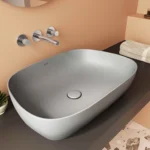 Vitra Outline Çanak Lavabo Tv Şekilli, 60x41 cm Armatür Deliksiz, Su Taşma Deliksiz, Clean, Mat Taş Gri - 5993B476-0016 - Çanak Lavabo - 3