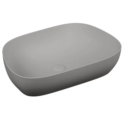 Vitra Outline Çanak Lavabo Tv Şekilli, 60x41 cm Armatür Deliksiz, Su Taşma Deliksiz, Clean, Mat Taş Gri - 5993B476-0016 - Çanak Lavabo